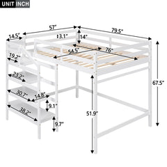 Bellemave® Full Size Loft Bed with Built-in Storage Staircase and Hanger for Clothes Bellemave®