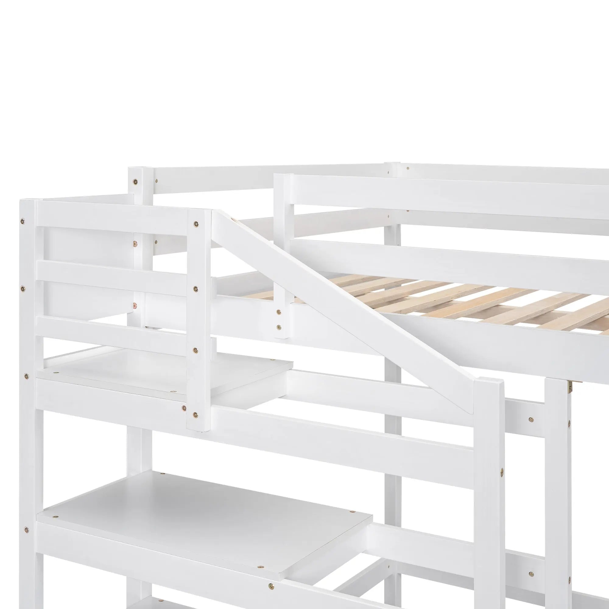 Bellemave® Full Size Loft Bed with Built-in Storage Staircase and Hanger for Clothes Bellemave®