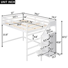 Bellemave® Full Size Loft Bed with Built-in Storage Wardrobe and Staircase Bellemave®