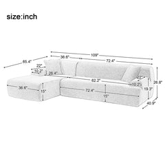 Bellemave 109" Modern Large L-Shape Modular Sectional Sofa