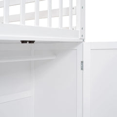 Bellemave® Twin & Twin over Full L-Shaped Bunk Bed with 3 Drawers, Portable Desk and Wardrobe Bellemave®