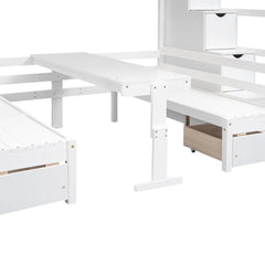 Bellemave® Full Size Bunk Bed with Staircase,The Down Bed Can be Convertible to Seats and Table Set Bellemave®