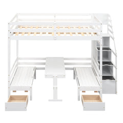 Bellemave® Full Size Bunk Bed with Staircase,The Down Bed Can be Convertible to Seats and Table Set Bellemave®