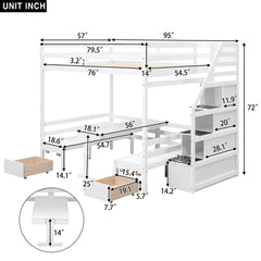 Bellemave® Full Size Bunk Bed with Staircase,The Down Bed Can be Convertible to Seats and Table Set Bellemave®