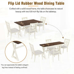 Bellemave 5-Piece 62" Extendable Rubber Wood Dining Table Set with X-shape Legs