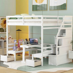 Bellemave Full Size Bunk Bed with staircase,the Down Bed can be Convertible to Seats and Table Set