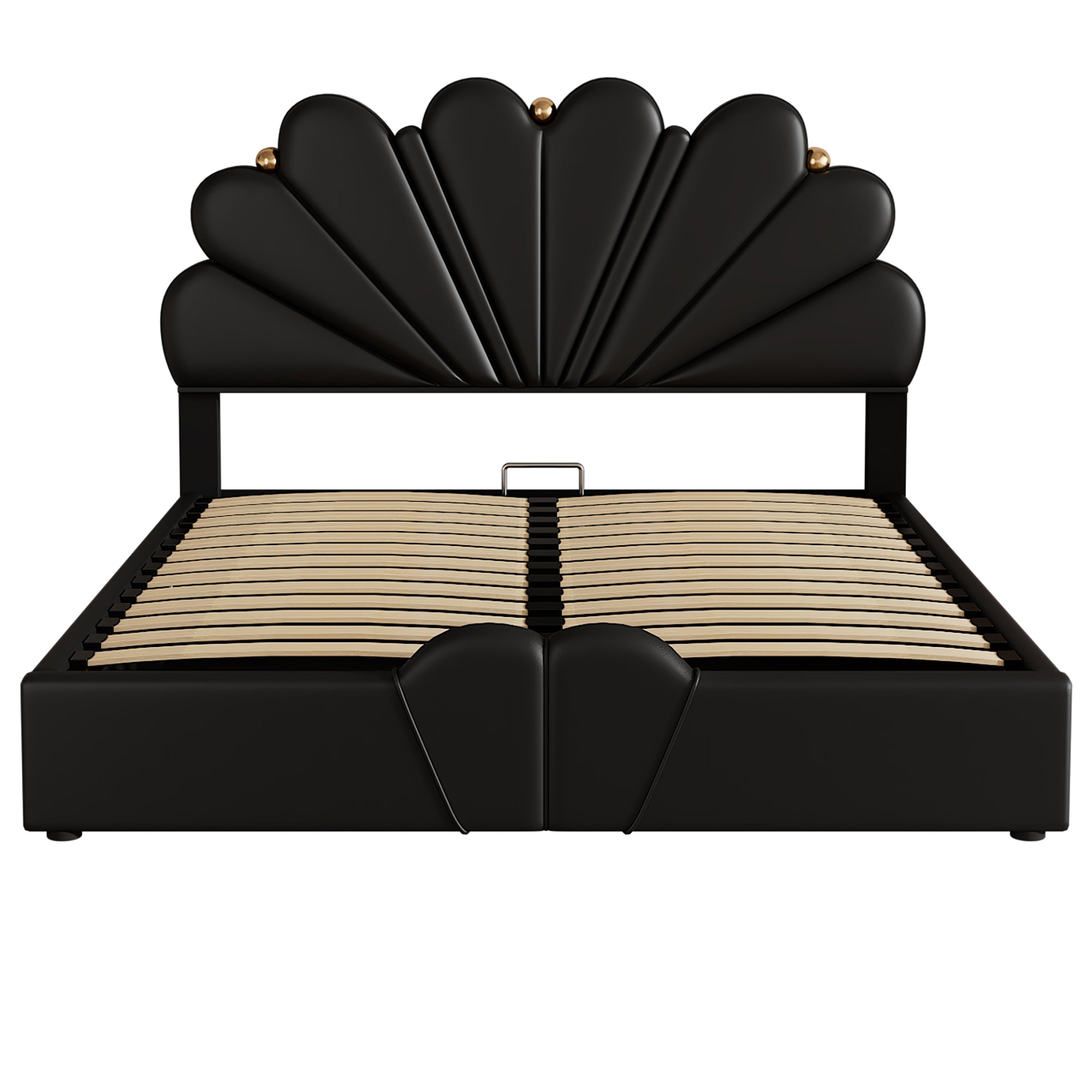 Bellemave Queen Size Upholstered Petal Shaped Platform Bed with Hydraulic Storage System