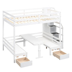 Bellemave® Full Size Bunk Bed with Staircase,The Down Bed Can be Convertible to Seats and Table Set Bellemave®