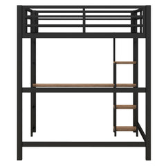 Bellemave® Full Size Metal Loft Bed with Built-in Desk and Storage Shelves Bellemave®