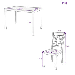 Bellemave 45.6" 5-Piece Dining Table Set Home Kitchen Table and Chairs Wood Dining Set Bellemave