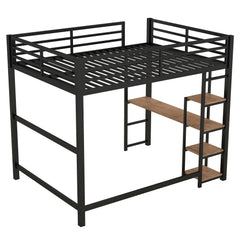 Bellemave® Full Size Metal Loft Bed with Built-in Desk and Storage Shelves Bellemave®