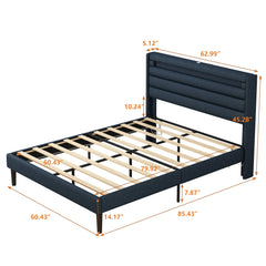 Bellemave® Queen Size Upholstered Platform Bed with LED Bedside Induction Light Bellemave®