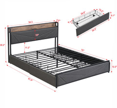 Bellemave® Platform Bed with Storage Headboard,Charging Station and 4 Storage Drawers Bellemave®