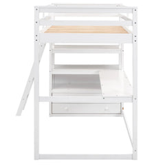 Bellemave® Loft Bed with Desk and Shelves, Two Built-in Drawers Bellemave®