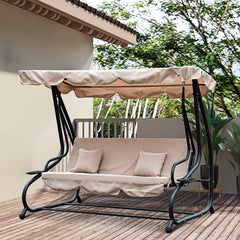 Bellemave® 3-Seat Outdoor Patio Swing Chair, Converting Flatbed,with Adjustable Canopy, Removable Cushion and Pillows Bellemave®