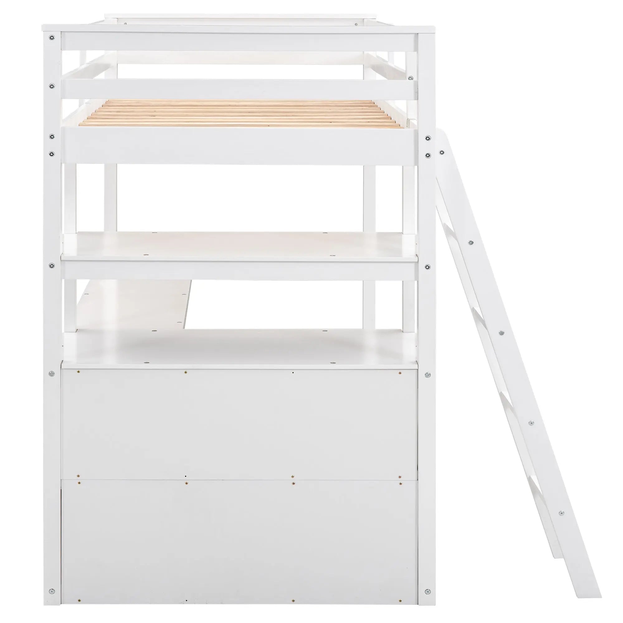 Bellemave® Loft Bed with Desk and Shelves, Two Built-in Drawers Bellemave®