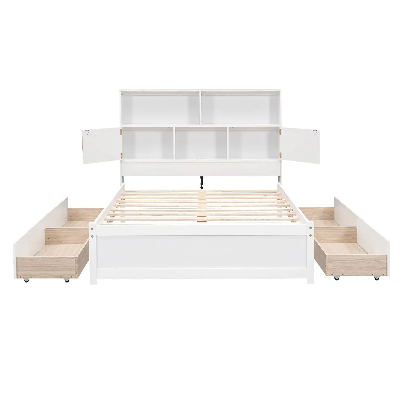 Bellemave Full Size Platform Bed with Storage Headboard, Charging Station and 4 Drawers Bellemave