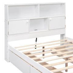 Bellemave Full Size Platform Bed with Storage Headboard, Charging Station and 4 Drawers Bellemave