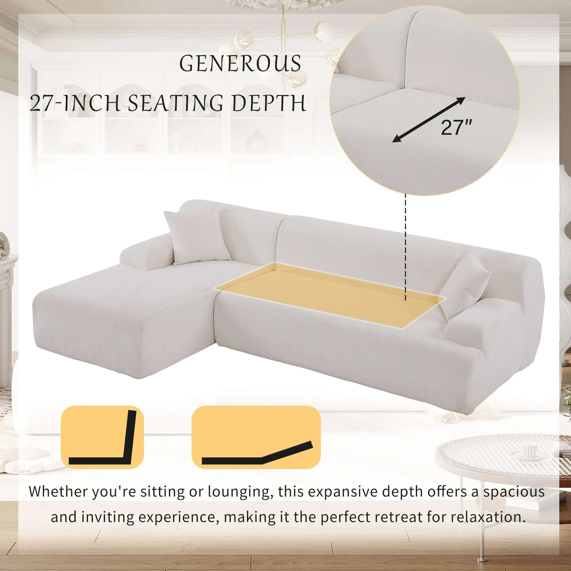 Bellemave 109" Modern Large L-Shape Modular Sectional Sofa