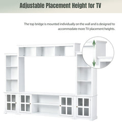 Bellemave® Minimalist Entertainment Wall Unit with Bridge with Tempered Glass Door