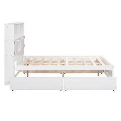 Bellemave Full Size Platform Bed with Storage Headboard, Charging Station and 4 Drawers Bellemave