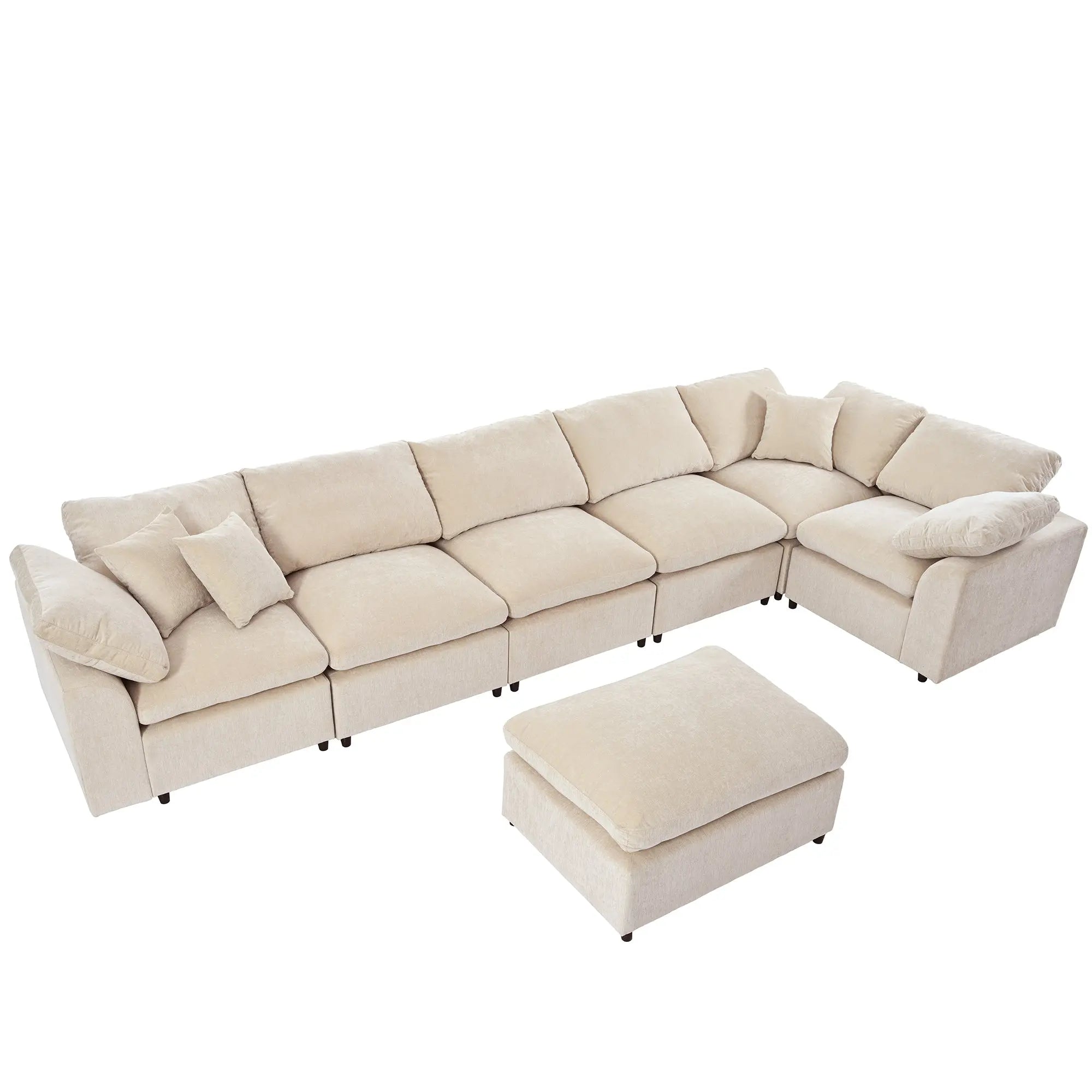 Bellemave 129.3" Oversized Modular Sectional Sofa with Ottoman L Shaped Corner Sectional Bellemave