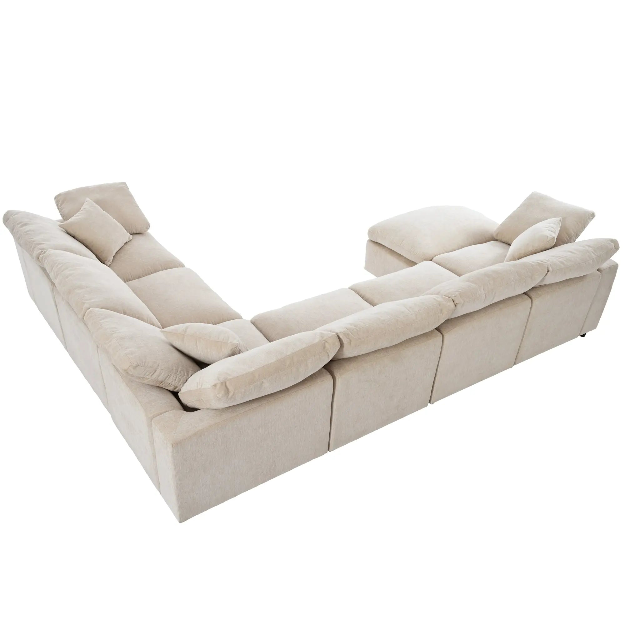 Bellemave 129.3" Oversized Modular Sectional Sofa with Ottoman L Shaped Corner Sectional Bellemave