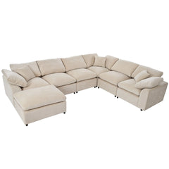 Bellemave 129.3" Oversized Modular Sectional Sofa with Ottoman L Shaped Corner Sectional Bellemave