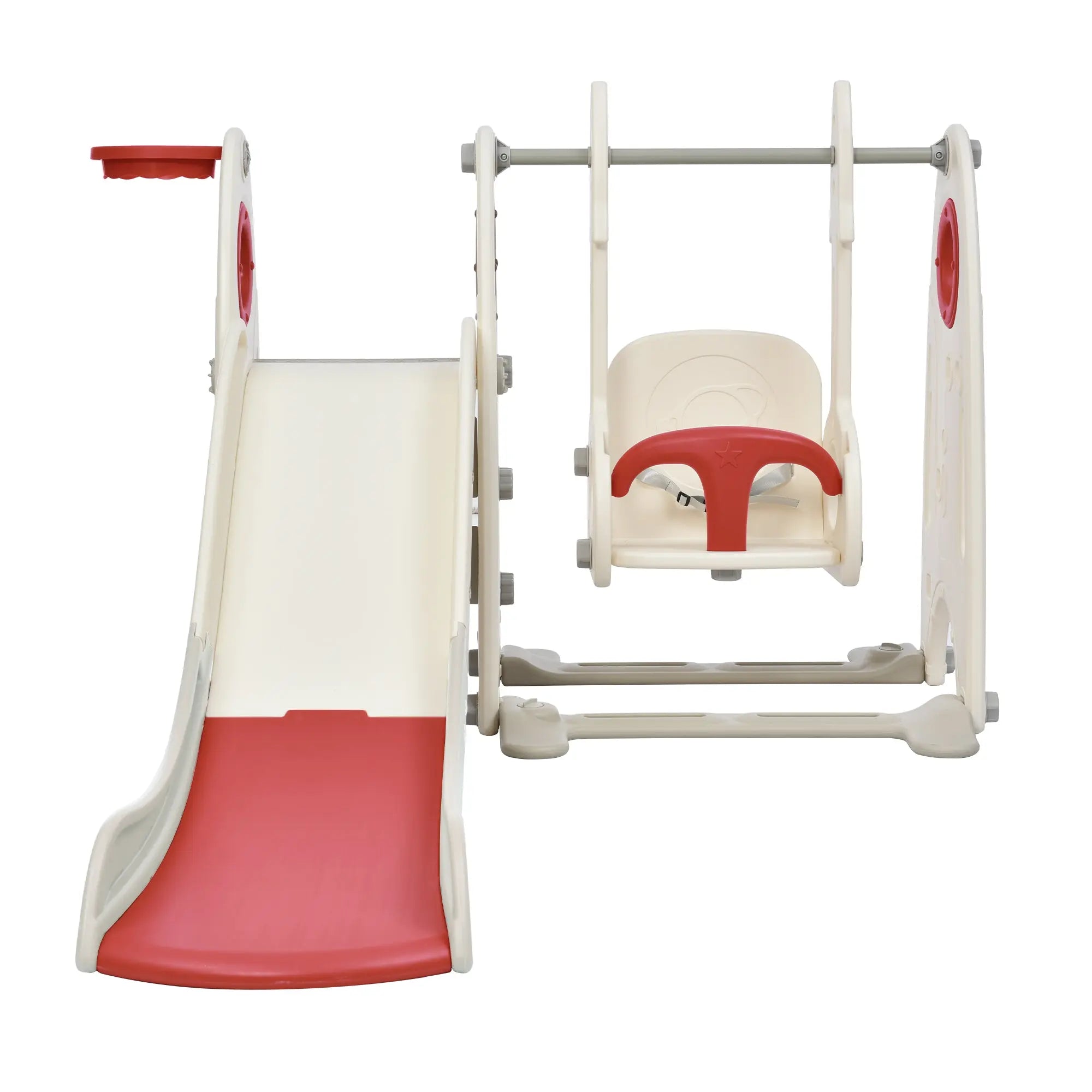Bellemave 4 in 1 Toddler Slide and Swing Set, Kids Playground Climber Slide Playset with Basketball Hoop,Freestanding Combination Bellemave