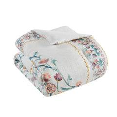 Bellemave 4 Piece Floral Comforter Set with Throw Pillow Bellemave