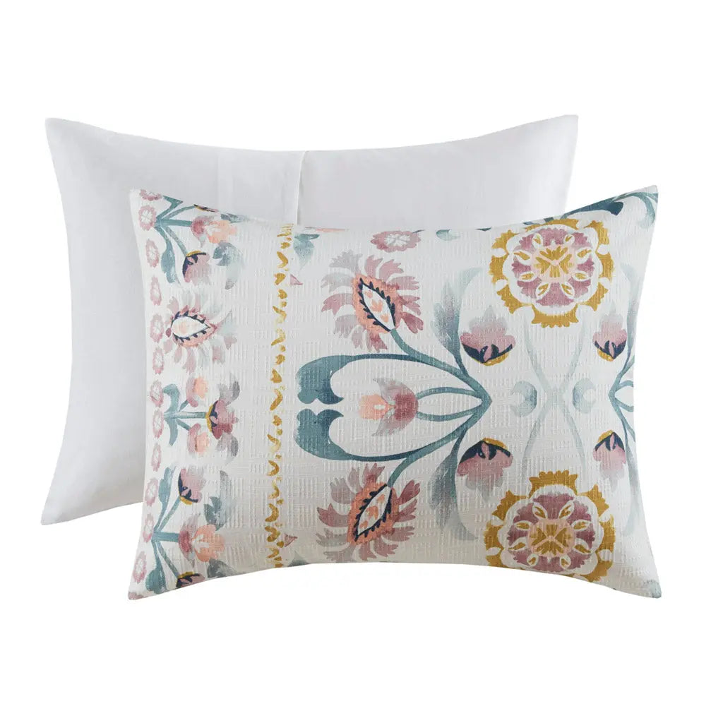 Bellemave 4 Piece Floral Comforter Set with Throw Pillow Bellemave
