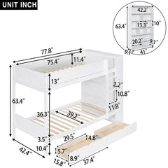 Bellemave® Bunk Bed with 2 Drawers and Multi-layer Cabinet Bellemave®