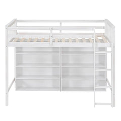 Bellemave® Loft Bed with 8 Open Storage Shelves and Built-in Ladder Bellemave®