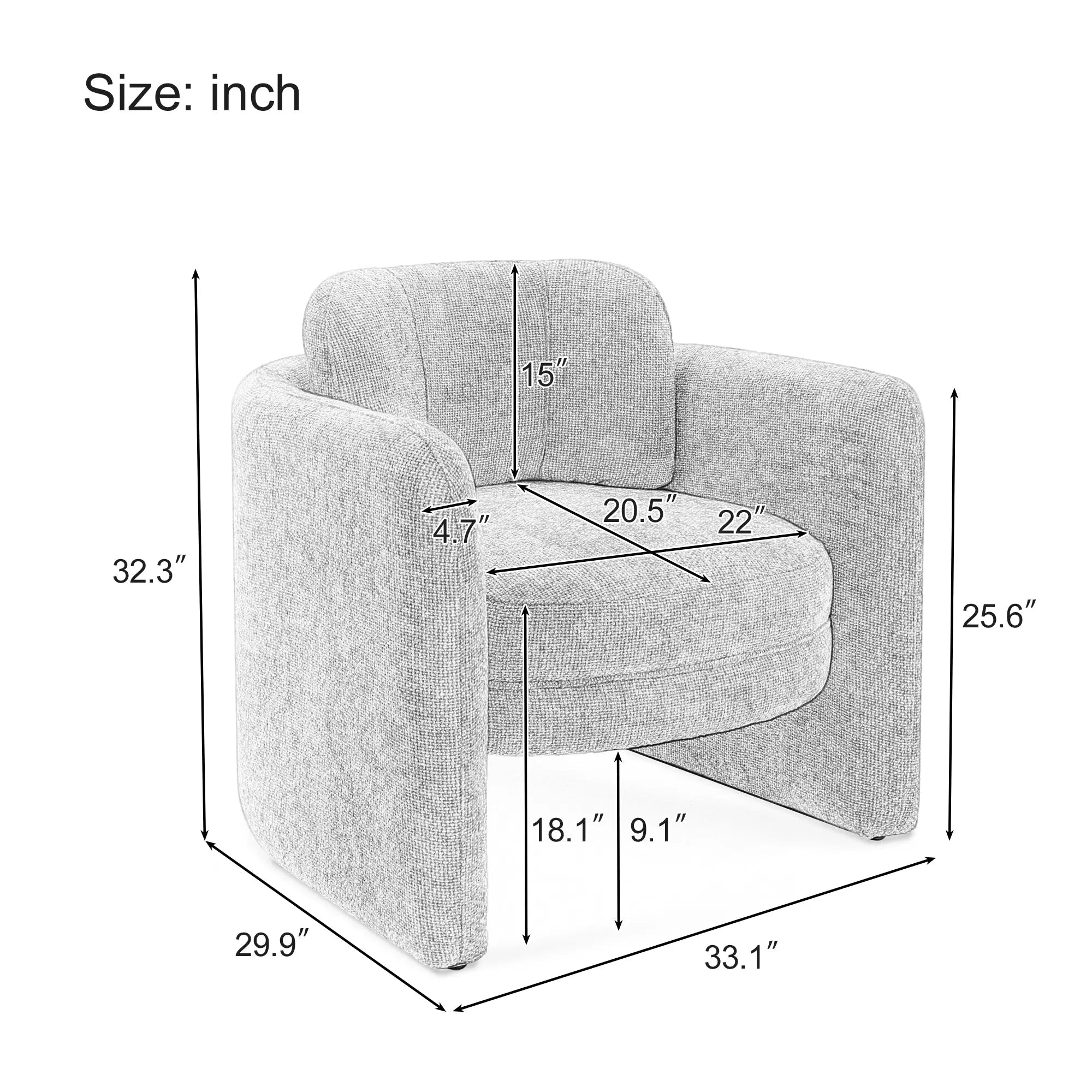 Bellemave® Mid Century Modern Barrel Accent Chair Armchair Bellemave®