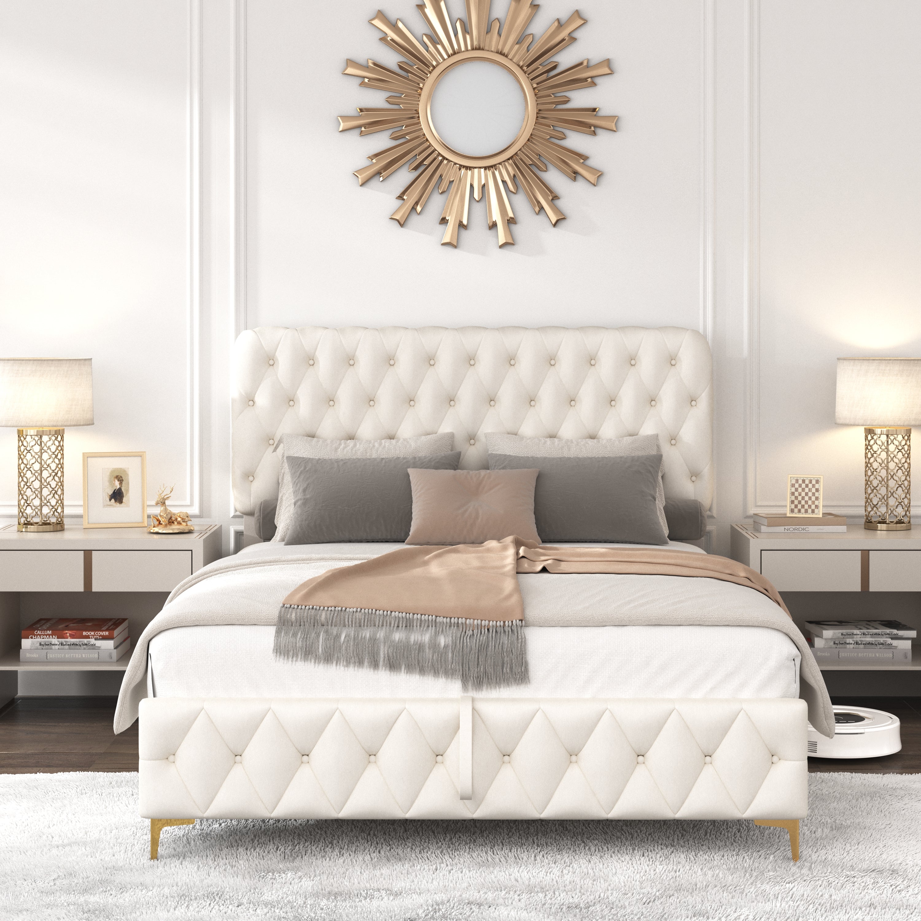 Bellemave® Queen Size Velvet Upholstered Platform Bed with Pneumatic Hydraulic Function and Oversized Storage Bellemave®