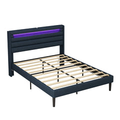 Bellemave® Queen Size Upholstered Platform Bed with LED Bedside Induction Light Bellemave®