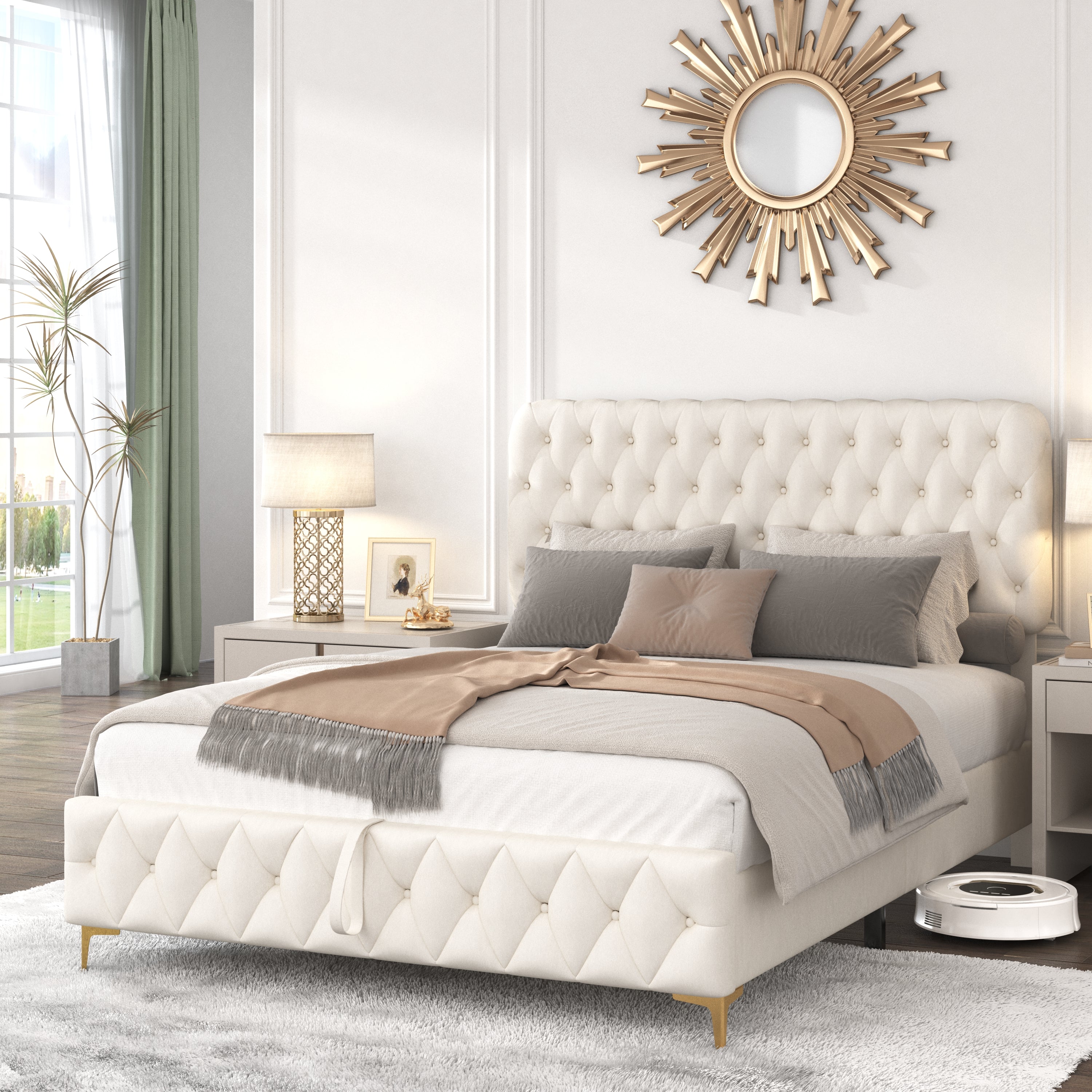 Bellemave® Queen Size Velvet Upholstered Platform Bed with Pneumatic Hydraulic Function and Oversized Storage Bellemave®