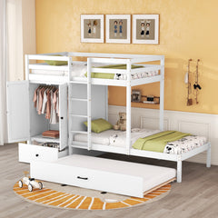 Bellemave® Twin Size Bunk Bed with Wardrobe, Drawers and Shelves Bellemave
