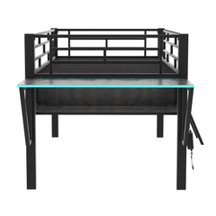 Bellemave® Metal Gaming Low Loft Bed with Desk, LED Bellemave®