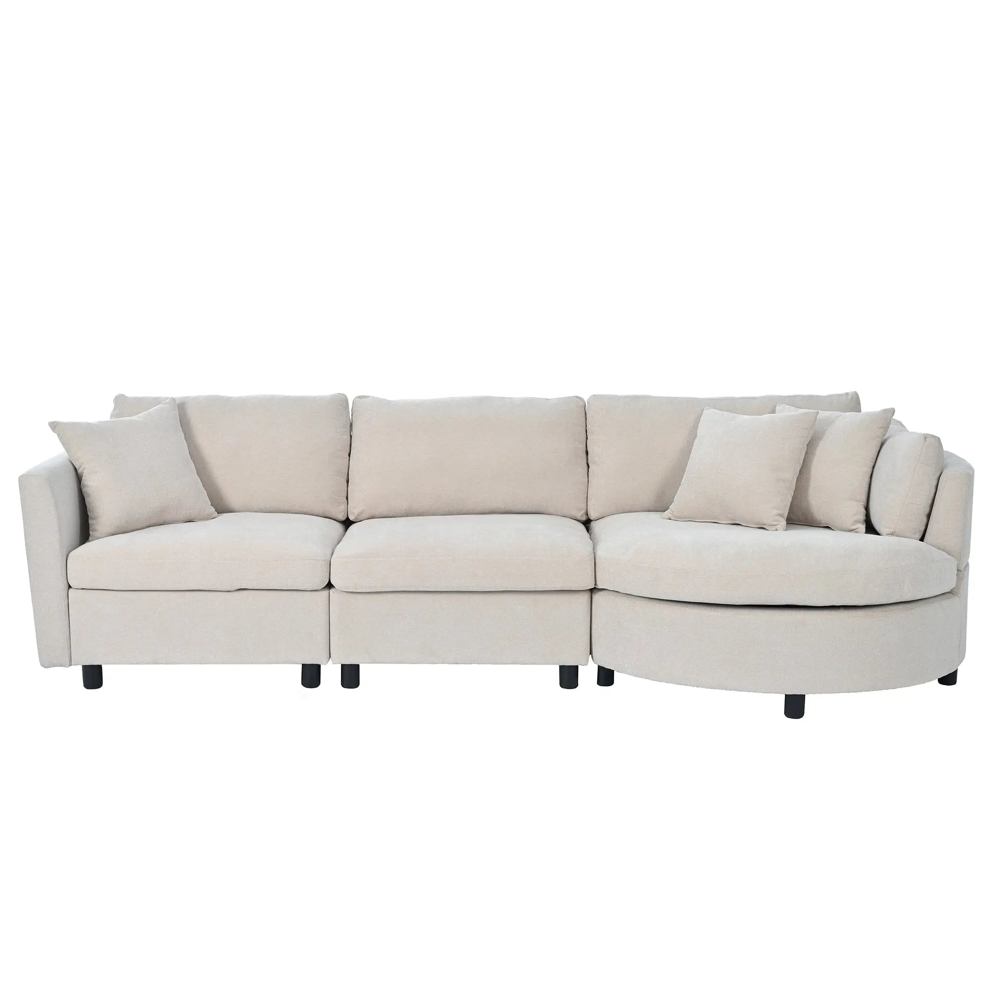 Bellemave 111.4" Three Indoor Cushioned Combination Sofas with Three Pillows and Curved Seat Bellemave