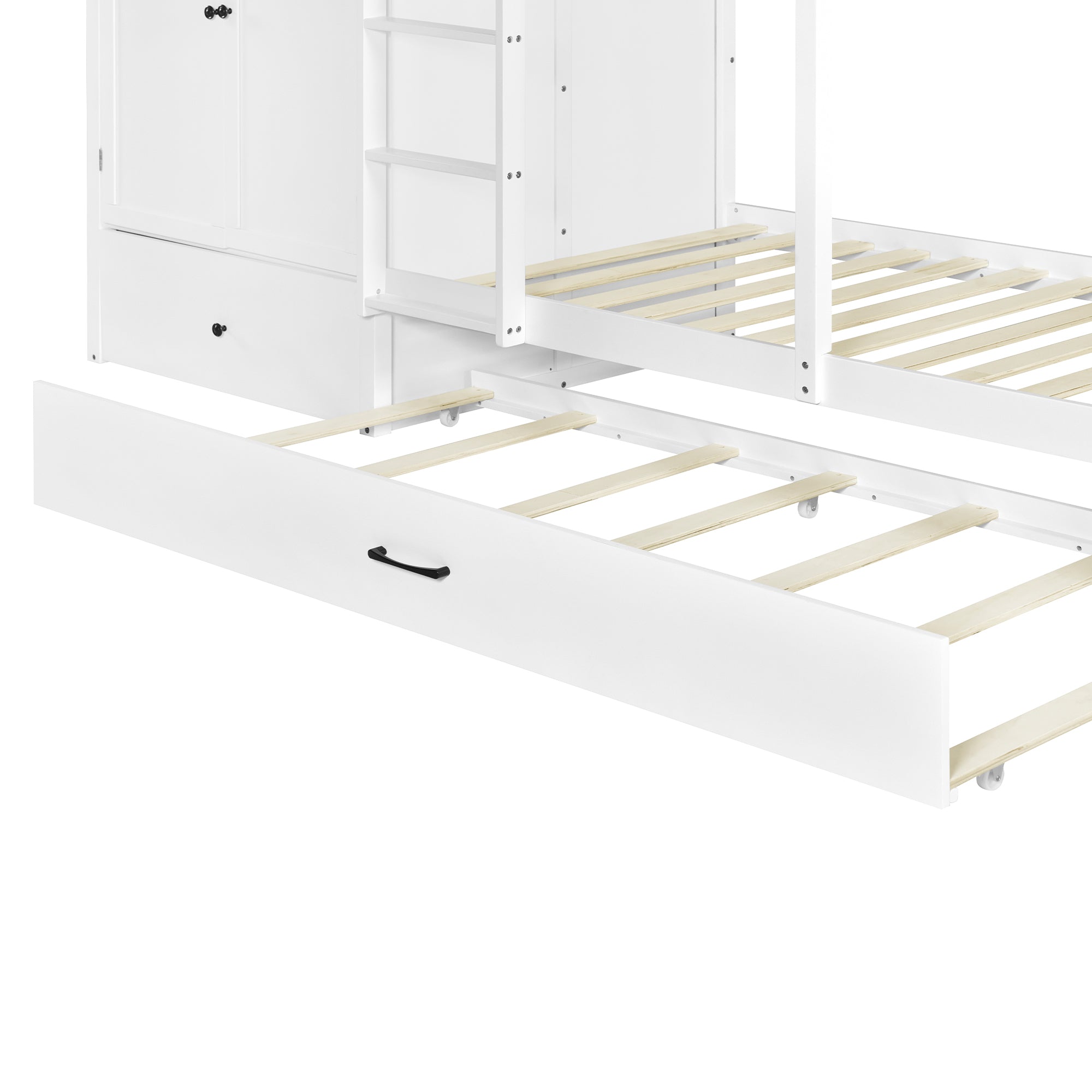 Bellemave® Twin Size Bunk Bed with Wardrobe, Drawers and Shelves Bellemave
