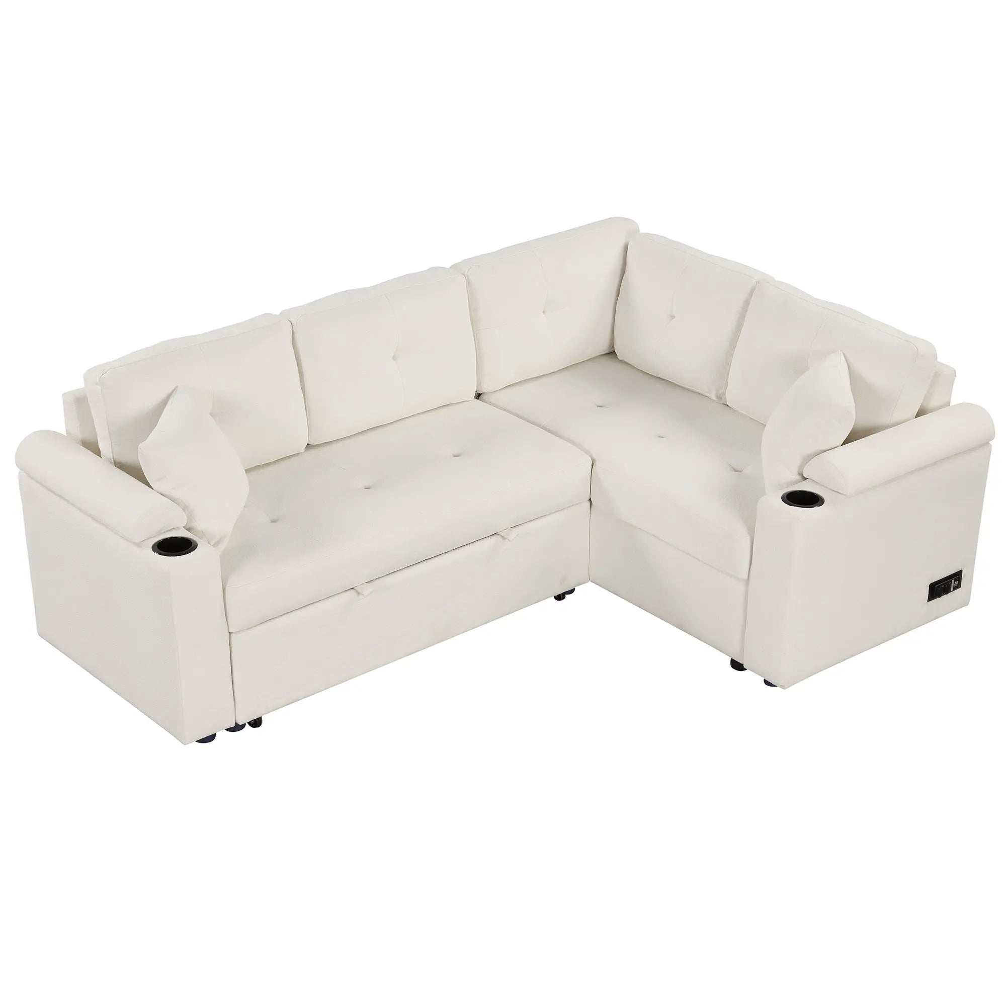 Bellemave® 87.4" L-shape Pull-out Sleeper Sofa with Wheels, USB Ports, Power Sockets Bellemave®