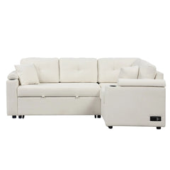 Bellemave® 87.4" L-shape Pull-out Sleeper Sofa with Wheels, USB Ports, Power Sockets Bellemave®