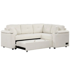 Bellemave® 87.4" L-shape Pull-out Sleeper Sofa with Wheels, USB Ports, Power Sockets Bellemave®