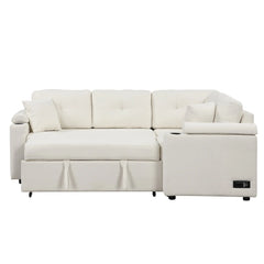 Bellemave® 87.4" L-shape Pull-out Sleeper Sofa with Wheels, USB Ports, Power Sockets Bellemave®