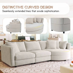 Bellemave 111.4" Three Indoor Cushioned Combination Sofas with Three Pillows and Curved Seat