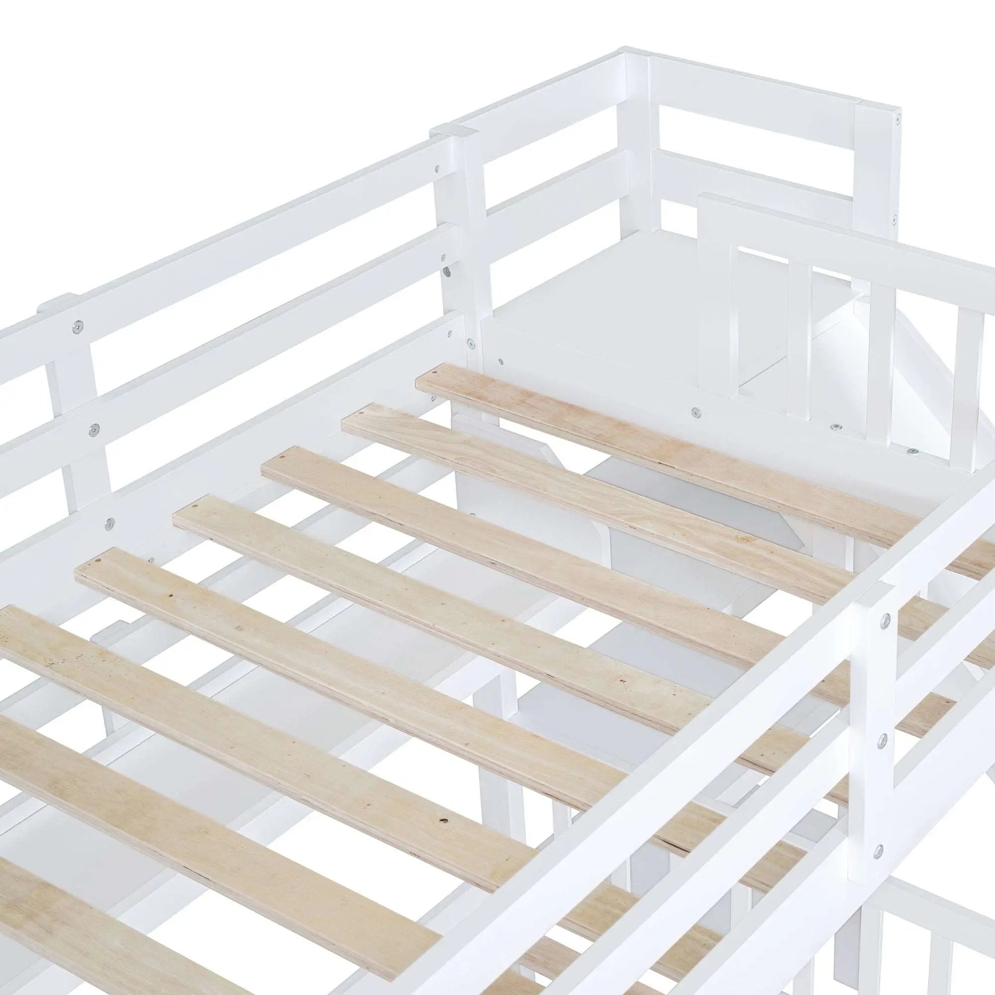 Bellemave Castle Style Bunk Bed with 2 Drawers 3 Shelves and Slide