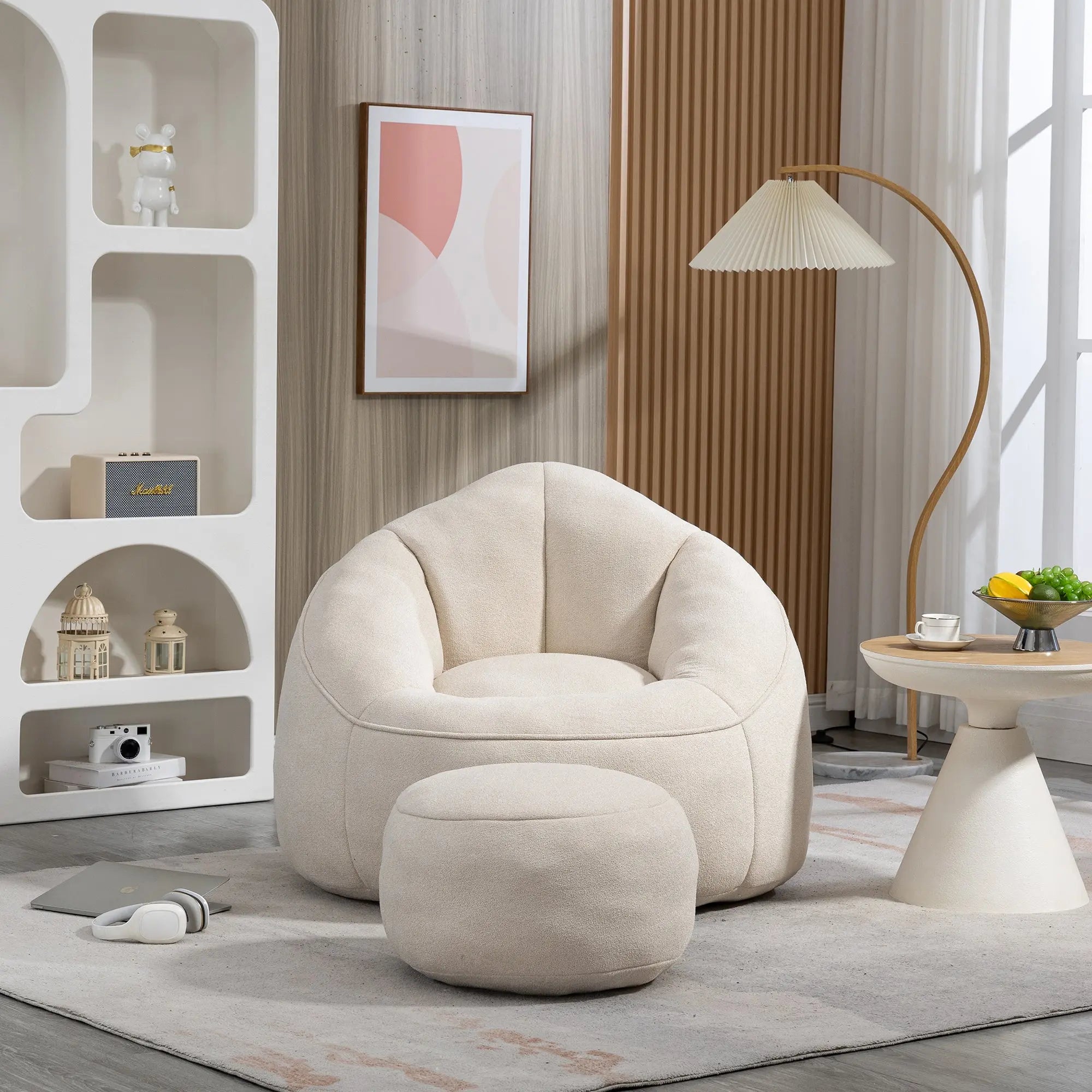 Bellemave Padded Foam Padding Compressed Bean Bag Sofa Chair  With Footrest Bellemave