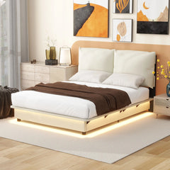 Bellemave® Upholstered Platform Bed with Sensor Light and Ergonomic Design Backrests Bellemave®