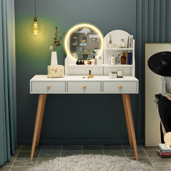 Bellemave® Fashion Vanity Desk with Mirror and Lights,3 Color Lighting Brightness Adjustable, 3 Drawers Bellemave®